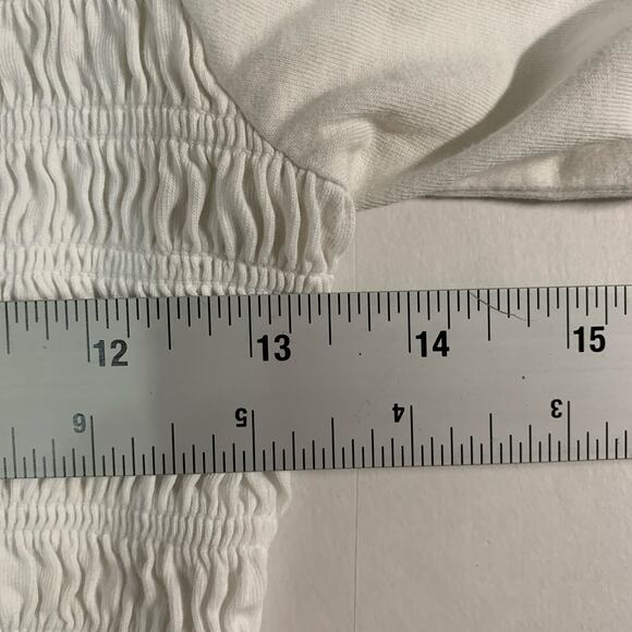 Veronica Beard XS Womens Langston Smocked Top White Puff Sleeve - Picture 7 of 9